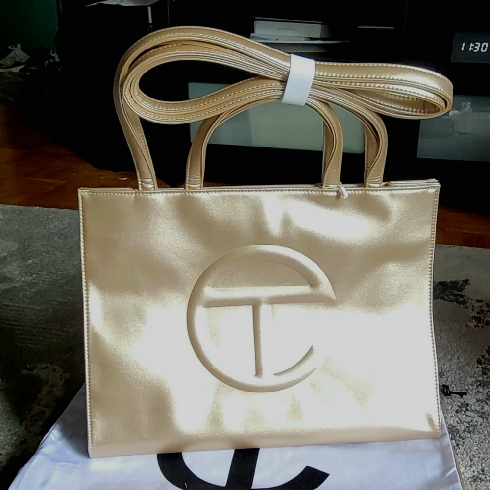 Telfar Medium Gold Shopping Bag